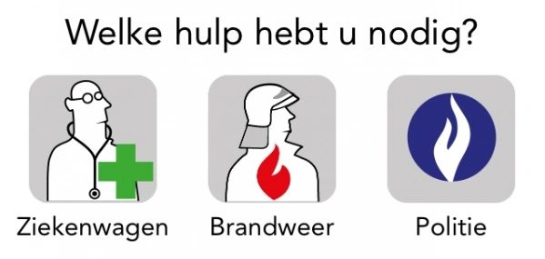 Welke hulp hebt u nodig? Ziekenwagen, brandweer, politie